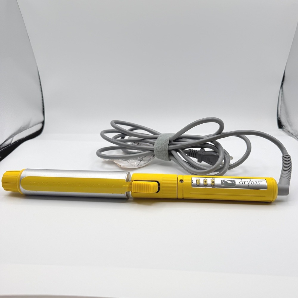 Drybar The 3-Day Bender Rotating Curling Iron YellowSilver BEDG1288 TESTED WORKS